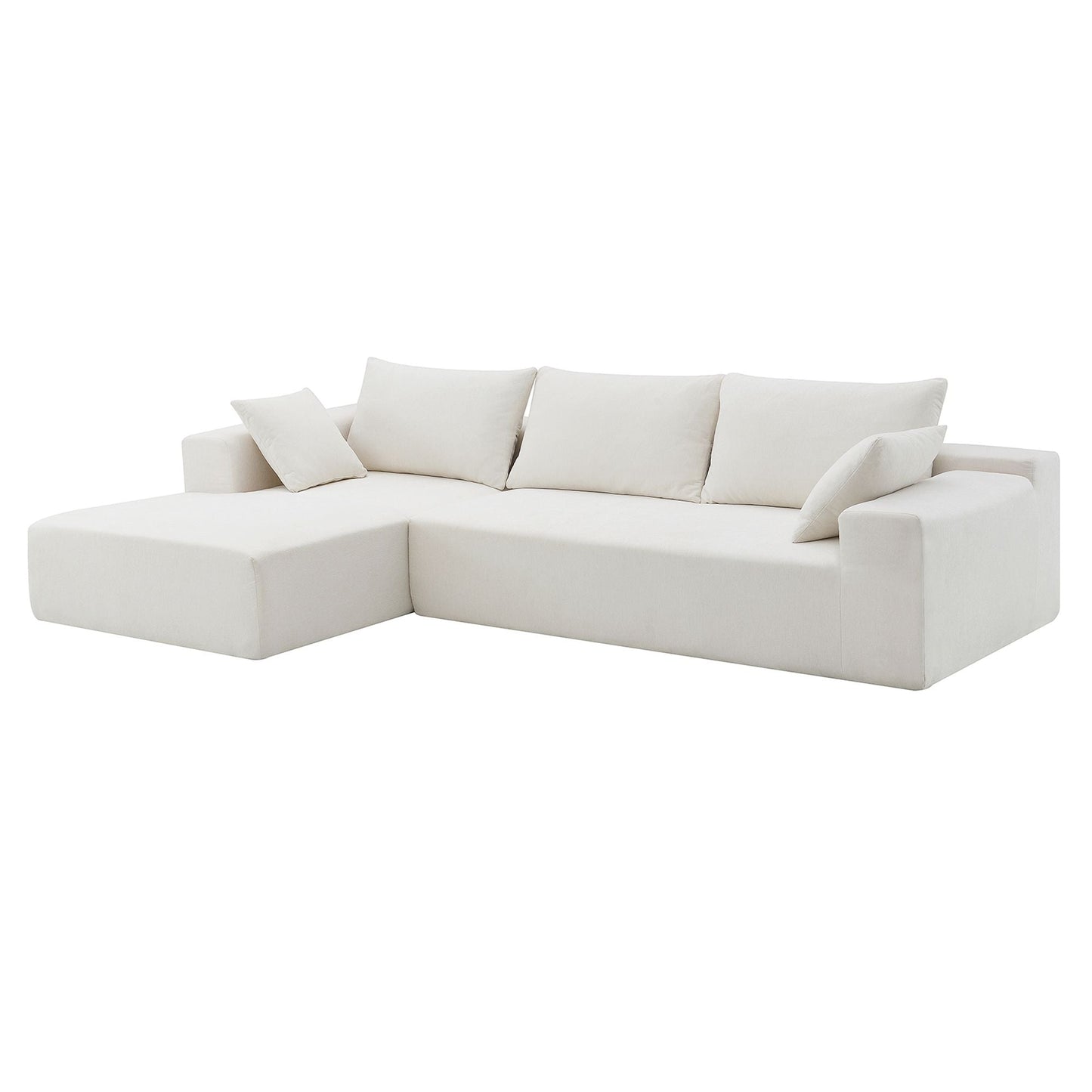 109*68" Modular Sectional Living Room Sofa Set, Modern Minimalist Style Couch, Upholstered Sleeper Sofa for Living Room, Bedroom, Salon, 2 PC Free Combination, L-Shape, Cream - luxuryhomedecoridea.com