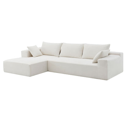 109*68" Modular Sectional Living Room Sofa Set, Modern Minimalist Style Couch, Upholstered Sleeper Sofa for Living Room, Bedroom, Salon, 2 PC Free Combination, L-Shape, Cream - luxuryhomedecoridea.com