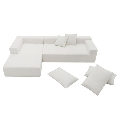 109*68" Modular Sectional Living Room Sofa Set, Modern Minimalist Style Couch, Upholstered Sleeper Sofa for Living Room, Bedroom, Salon, 2 PC Free Combination, L-Shape, Cream - luxuryhomedecoridea.com