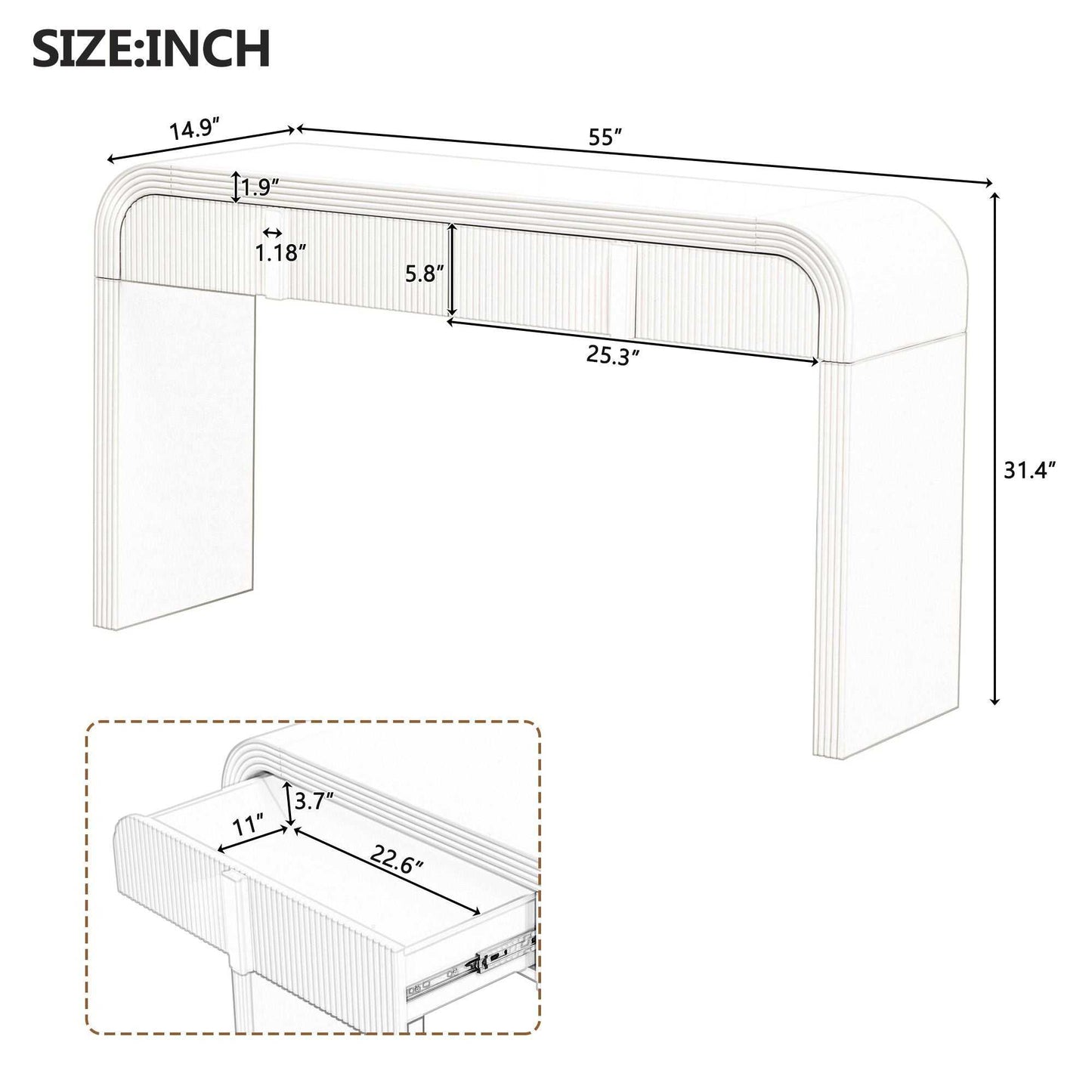 Unique Modern Rounded Silhouette and Smooth Surface Console Table with 2 Drawers for Living Room and Entryway - luxuryhomedecoridea.com