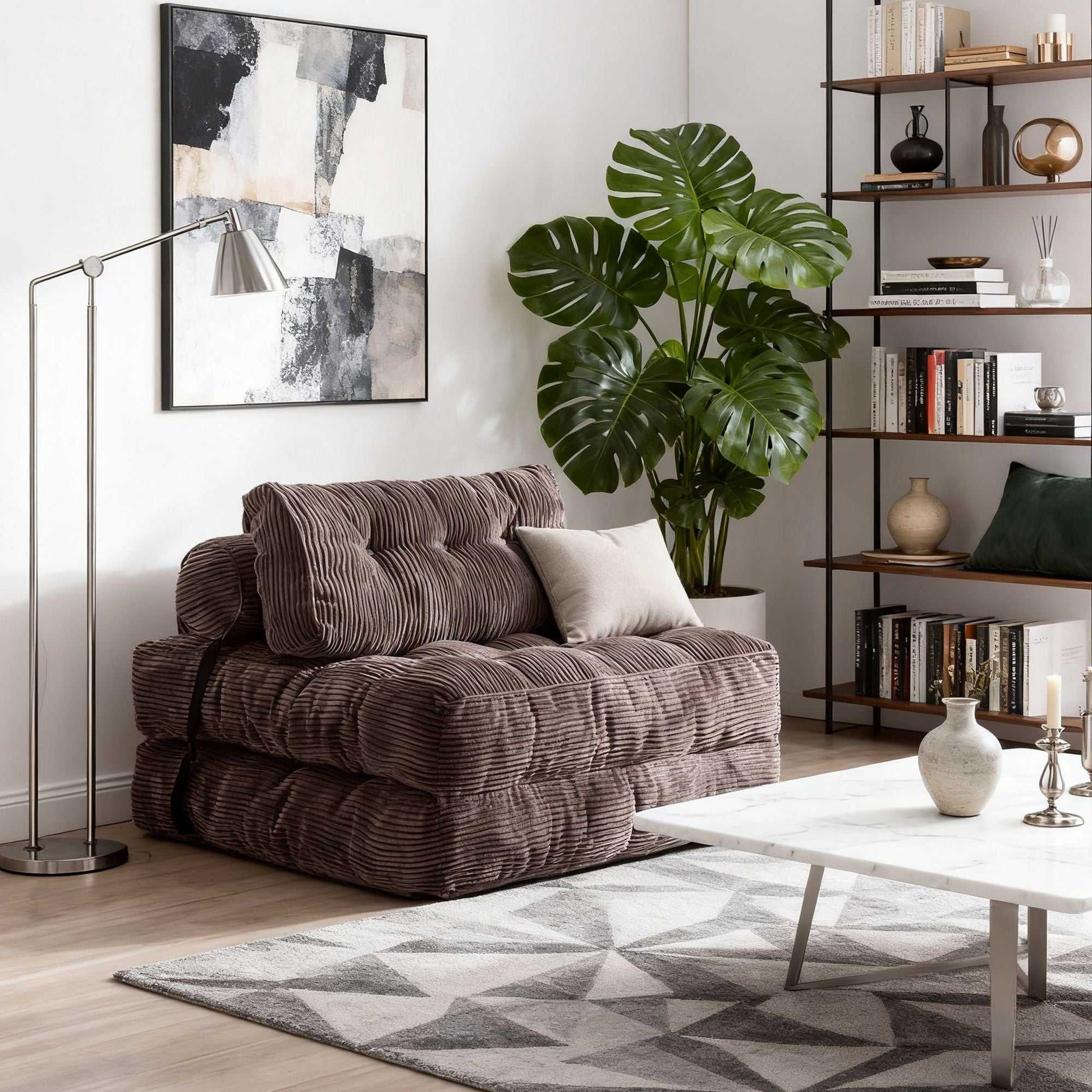 Modern Memory Foam Compressed Sofa Chair,Folding Sofa Bed, Convertible Sleeping Chair With Backrest Support And Soft Corduroy Fabric,Fold Couch Bed With Pillow For Small Spaces - luxuryhomedecoridea.com