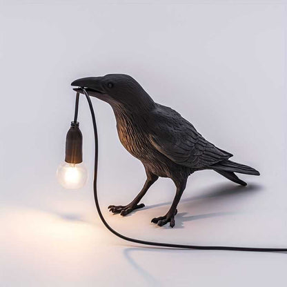 Raven Table Lamp Birds Desk Lamp Resin Crow Wall Sconce Creative Night Light Modern Art Fixture For Living Room Bedside Bedroom Office Study Dorm Decor With US Plug, Black /White(Bulb Included) - luxuryhomedecoridea.com