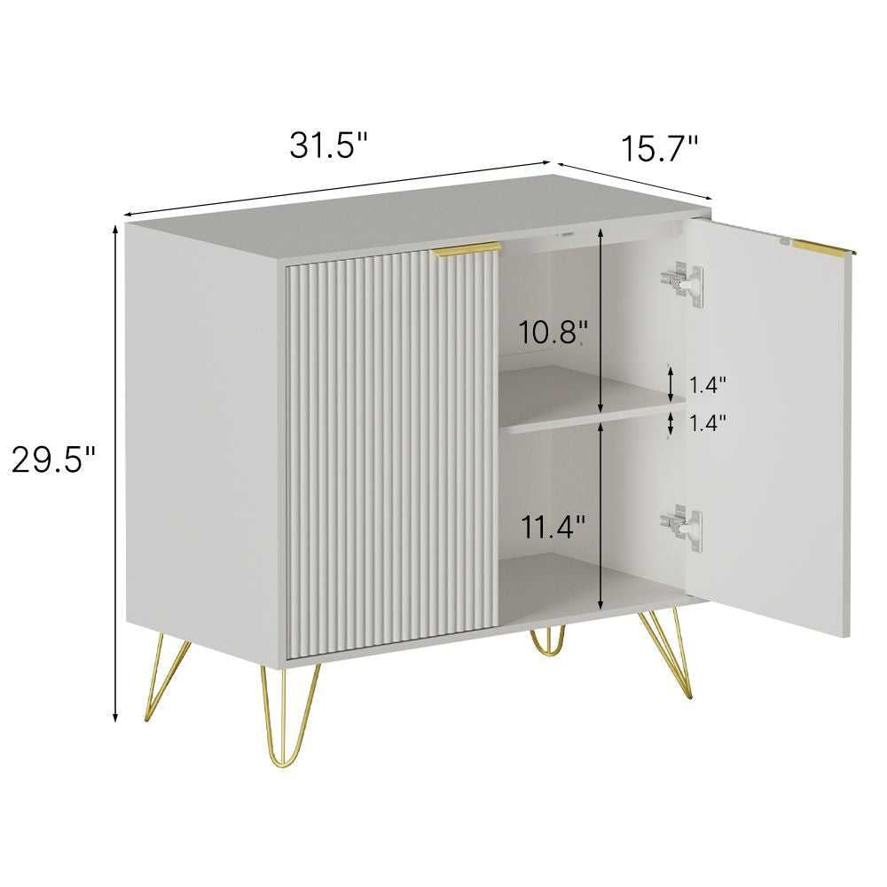 Sideboard Storage Cabinet with Adjustable Shelves, Buffet Cabinet, Elegant Fashionable Storage Cabinet with Golden Handle and Metal Legs, Modern Coffee Bar Station, Wood Kitchen Table - luxuryhomedecoridea.com