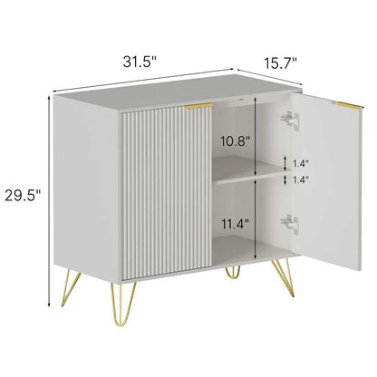 Sideboard Storage Cabinet with Adjustable Shelves, Buffet Cabinet, Elegant Fashionable Storage Cabinet with Golden Handle and Metal Legs, Modern Coffee Bar Station, Wood Kitchen Table - luxuryhomedecoridea.com