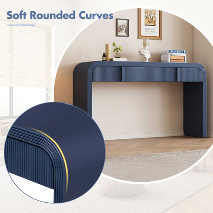 Unique Modern Rounded Silhouette and Smooth Surface Console Table with 2 Drawers for Living Room and Entryway - luxuryhomedecoridea.com