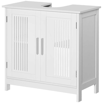 Under Sink Storage Cabinet Bathroom 2 Doors Shelf White Pedestal Vanity Organizer - luxuryhomedecoridea.com