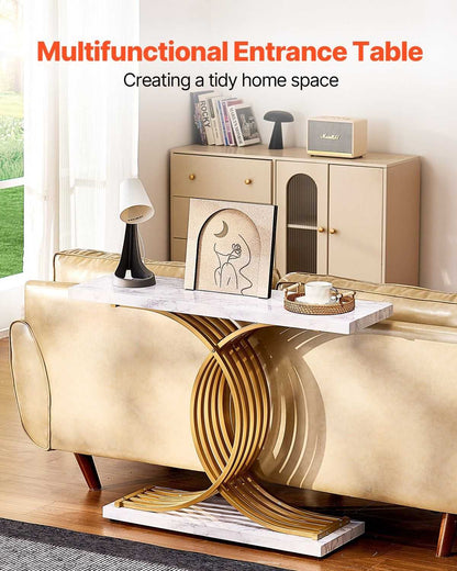 Narrow Console Sofa Table, 39.4 inches Behind Couch Table, 1-Tier Long Entryway Table and Skinny Hallway Table, Narrow Sofa Table with Metal Frame, for Entryway, Hallway, Living Room & Bedroom - luxuryhomedecoridea.com