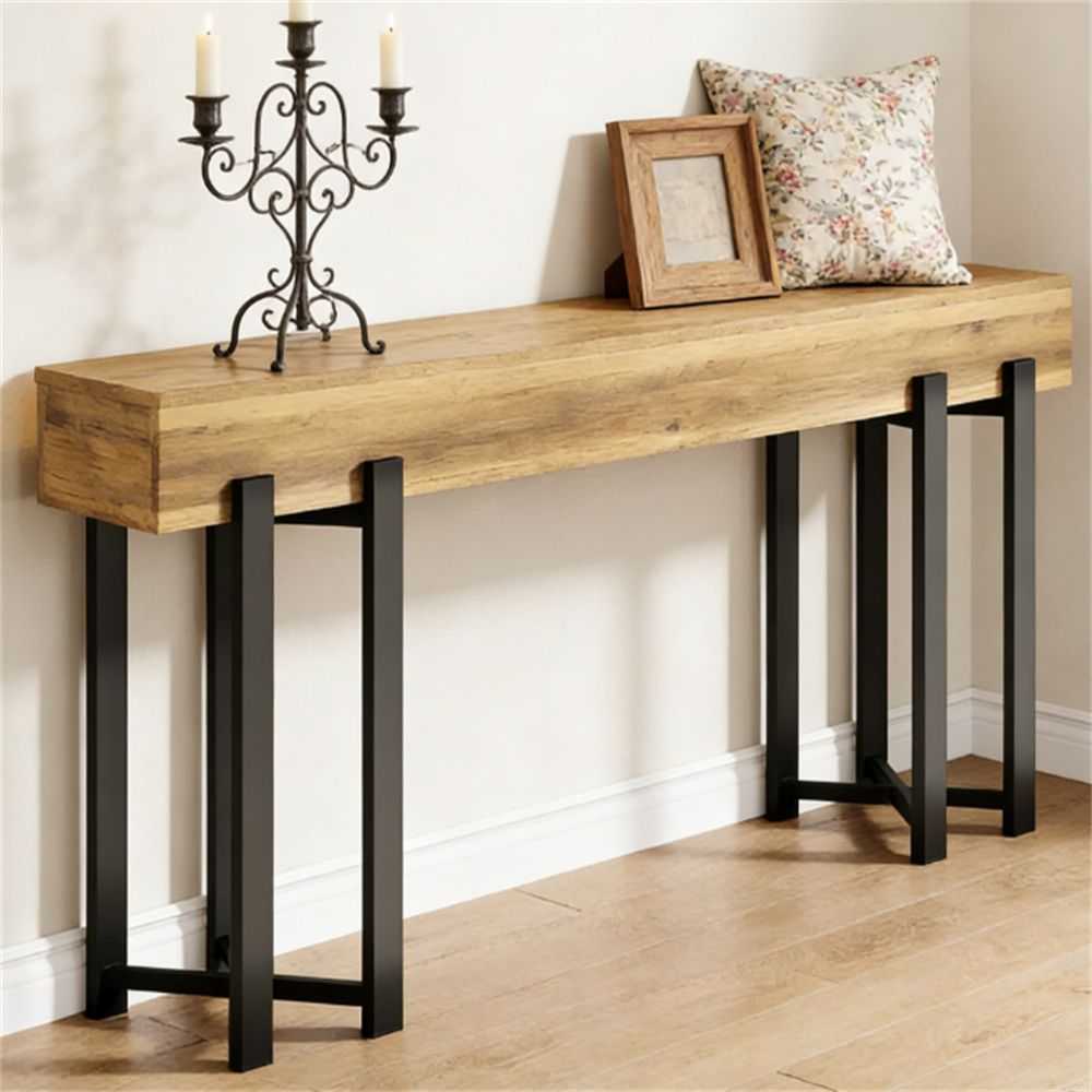 Main console, wooden sofa table, hallway table, foyer table, dining table, with industrial and modern styles - luxuryhomedecoridea.com