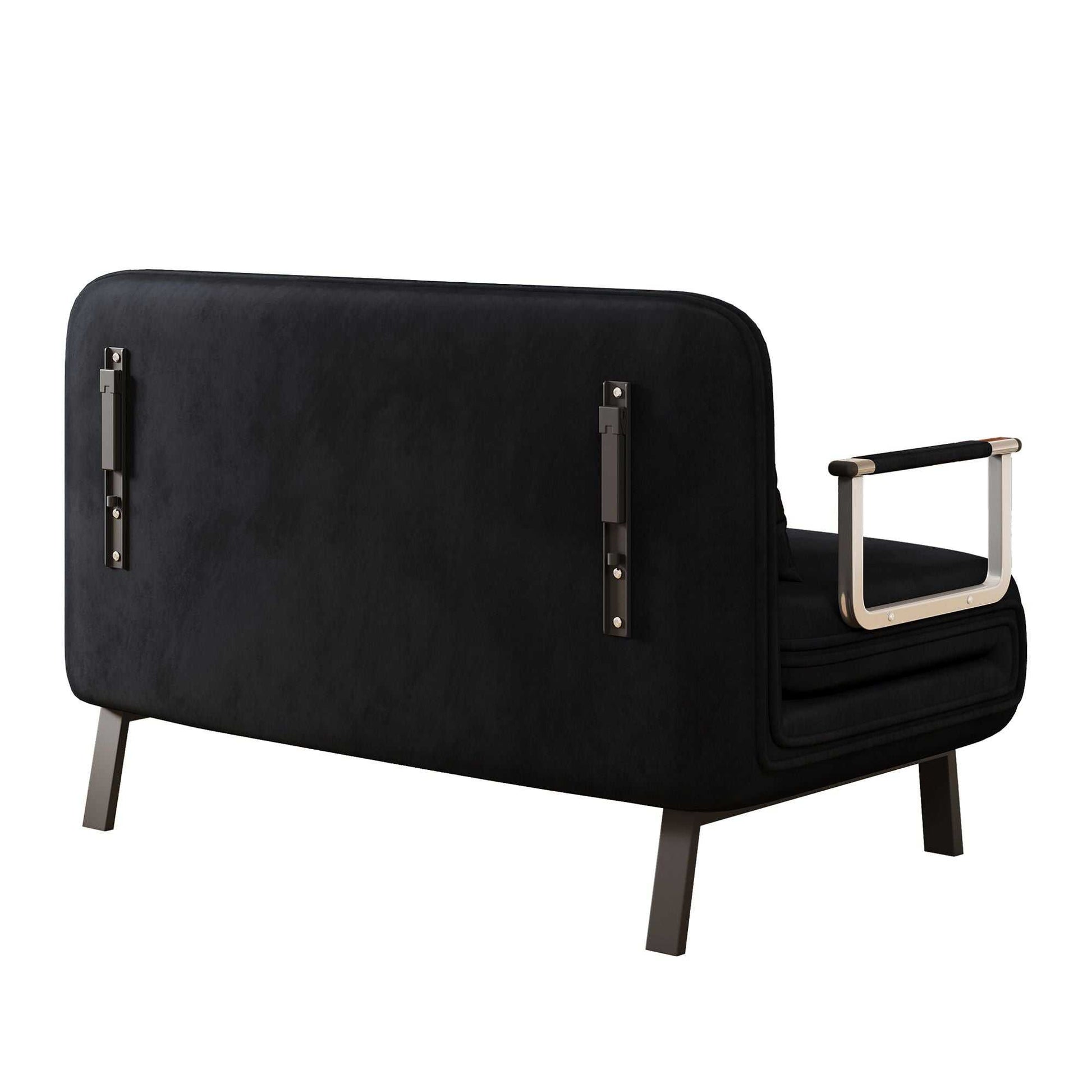 39″ Convertible Chair Bed, Tri-Fold Sofa Bed with Adjustable Backrest & Pillow, Leisure Chaise Lounge Couch with Sturdy Steel Frame for Home & Office, Comfortable Sleeper Chair black - luxuryhomedecoridea.com