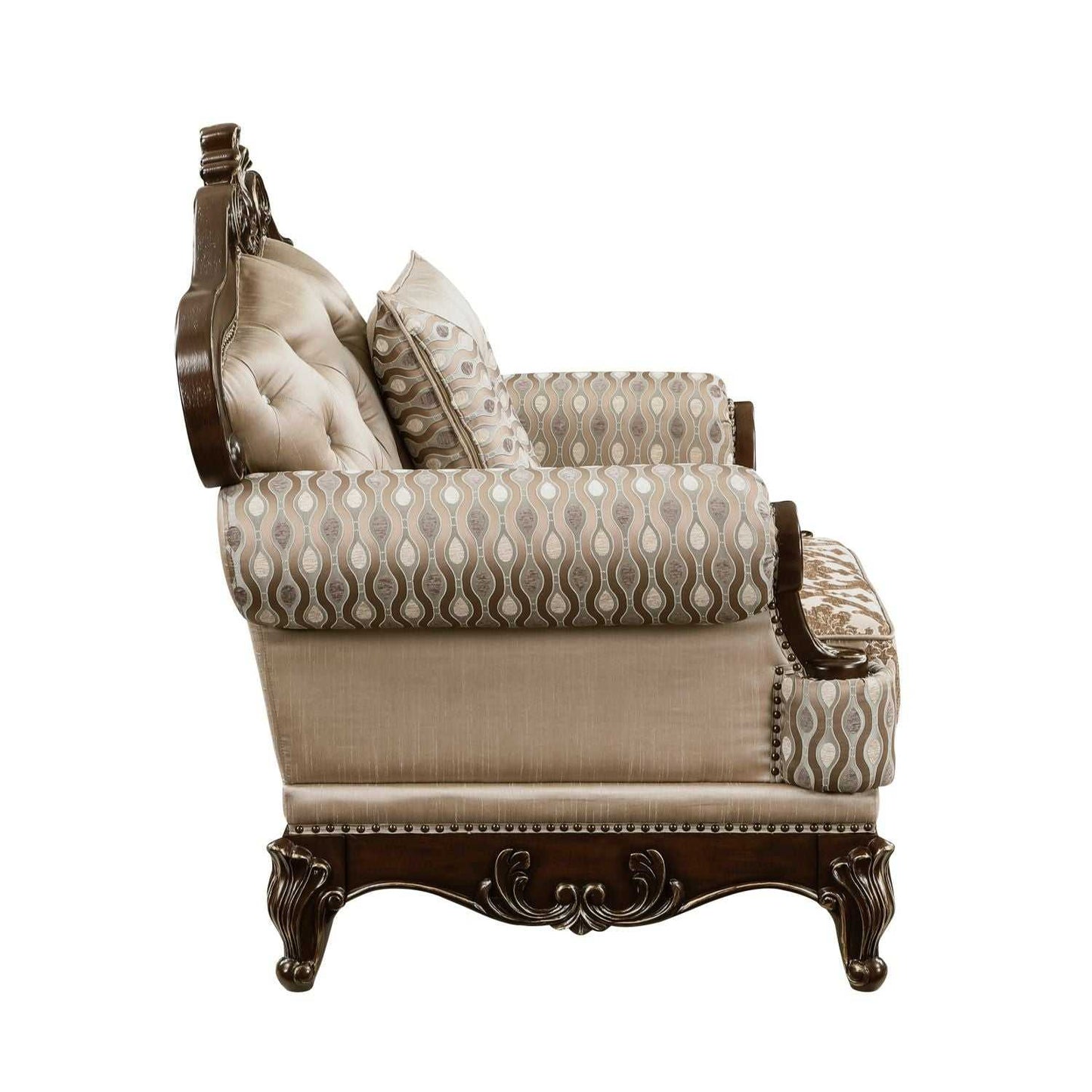 Formal Traditional Luxury Sofa Set 3pc Sofa Loveseat Chair Cherry Finish with Gold Tipping Solid Wood Living Room Furniture - luxuryhomedecoridea.com