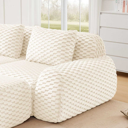 82" Modern Modular Sectional Sofa - Cream Flannelette 2-Seater Couch with Deep Seat - luxuryhomedecoridea.com