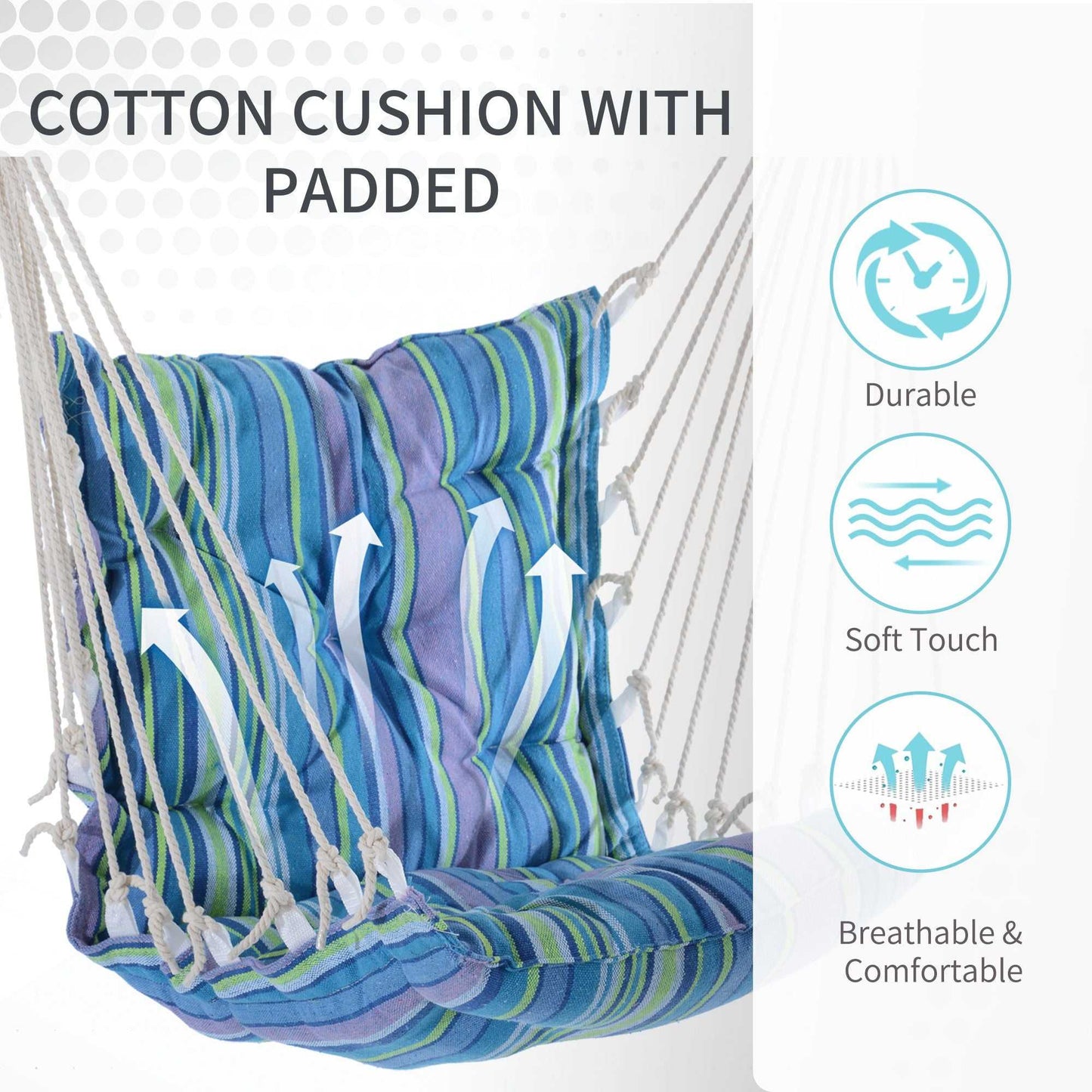 Portable Hanging Woven Hammock Seat Rope Swing Chair Sleeping Bed for Outdoor Garden Yard Camping Blue - luxuryhomedecoridea.com