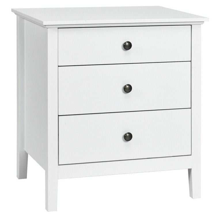 Nightstand Beside End Side Table Organizer with 3 Drawers - luxuryhomedecoridea.com