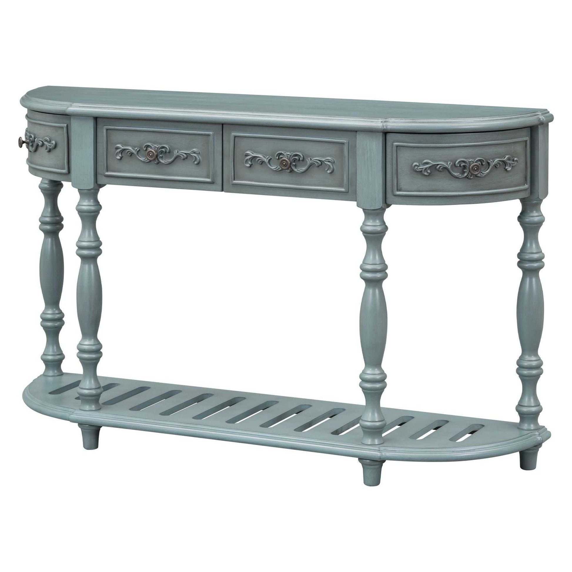52''Modern and Contemporary Curved Console Table Sofa Table Entryway Table for Hallway Living Room with 4 Drawers and 1 Shelf - luxuryhomedecoridea.com