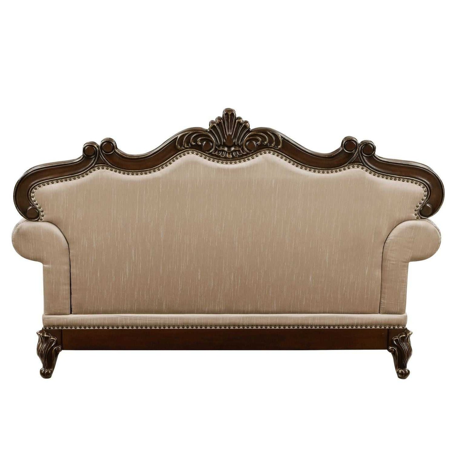 Formal Traditional Luxury Sofa Set 3pc Sofa Loveseat Chair Cherry Finish with Gold Tipping Solid Wood Living Room Furniture - luxuryhomedecoridea.com