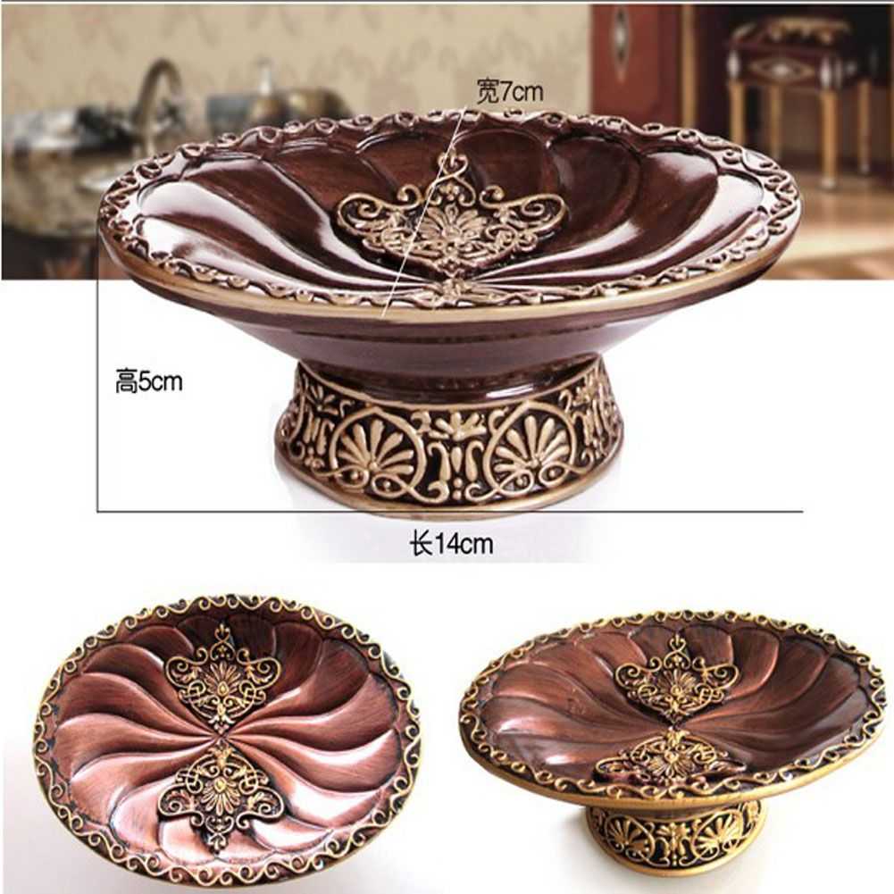 Retro Brown Wood Grain Resin Soap Dish Bathroom Jewelry Plate Holder - luxuryhomedecoridea.com