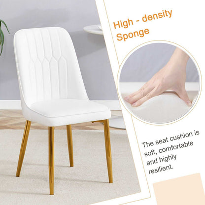 Table and chair set.Table and chair set.White imitation marble texture glass top + lower black MDF board,silver metal legs.Paired with 4 WHITE chairs with PU artificial leather backrest cushions. - luxuryhomedecoridea.com