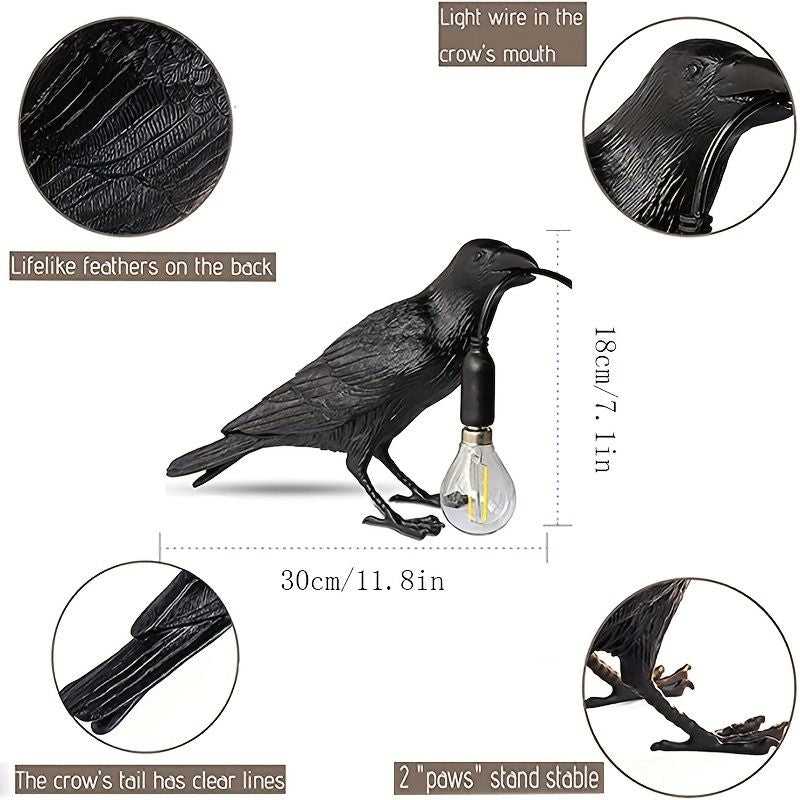 Raven Table Lamp Birds Desk Lamp Resin Crow Wall Sconce Creative Night Light Modern Art Fixture For Living Room Bedside Bedroom Office Study Dorm Decor With US Plug, Black /White(Bulb Included) - luxuryhomedecoridea.com