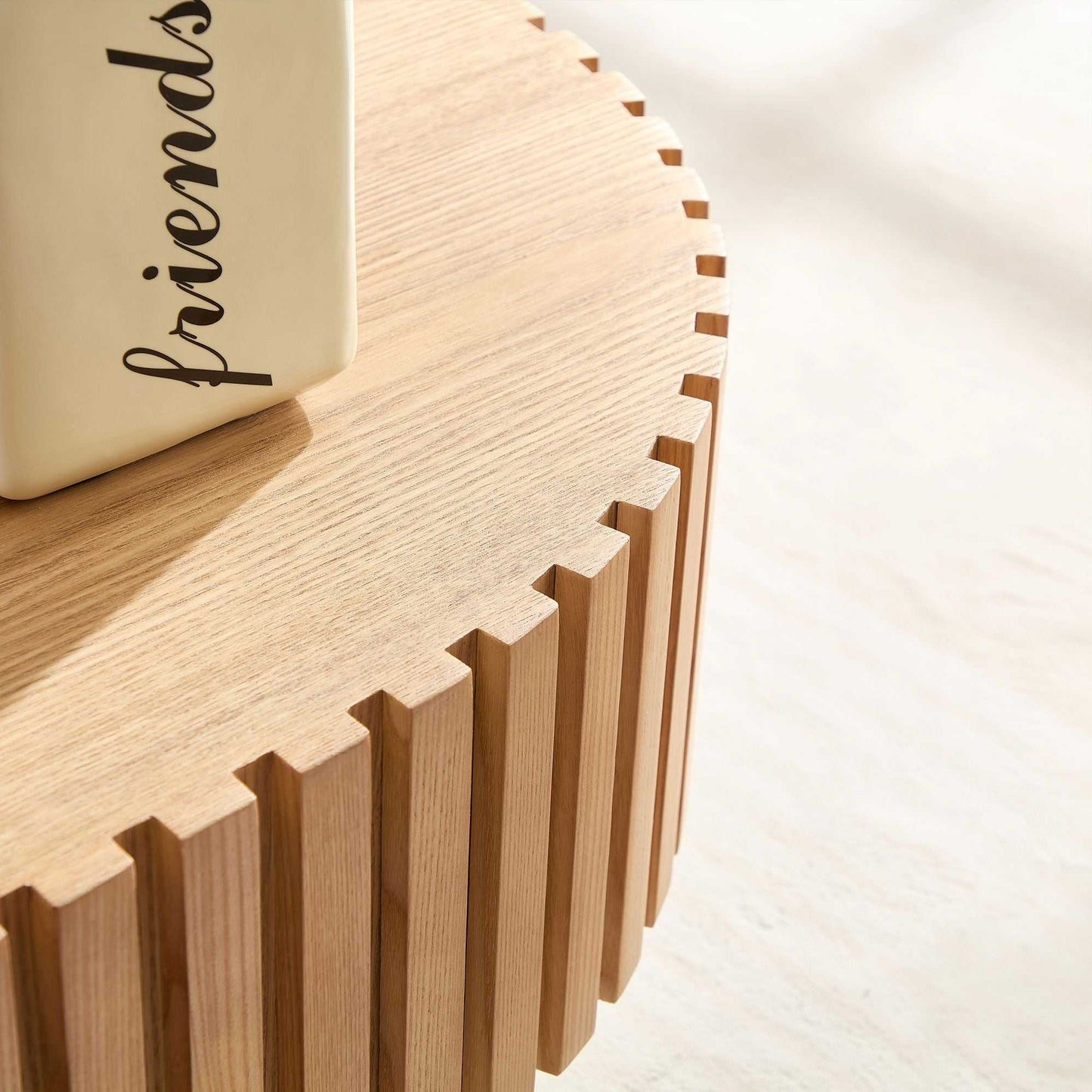 43.70 Inch Modern Handcraft Drum Coffee Table Oval Coffee Table for Living Room,Small Wooden Coffee Table with Sturdy Pedestal for Office - luxuryhomedecoridea.com