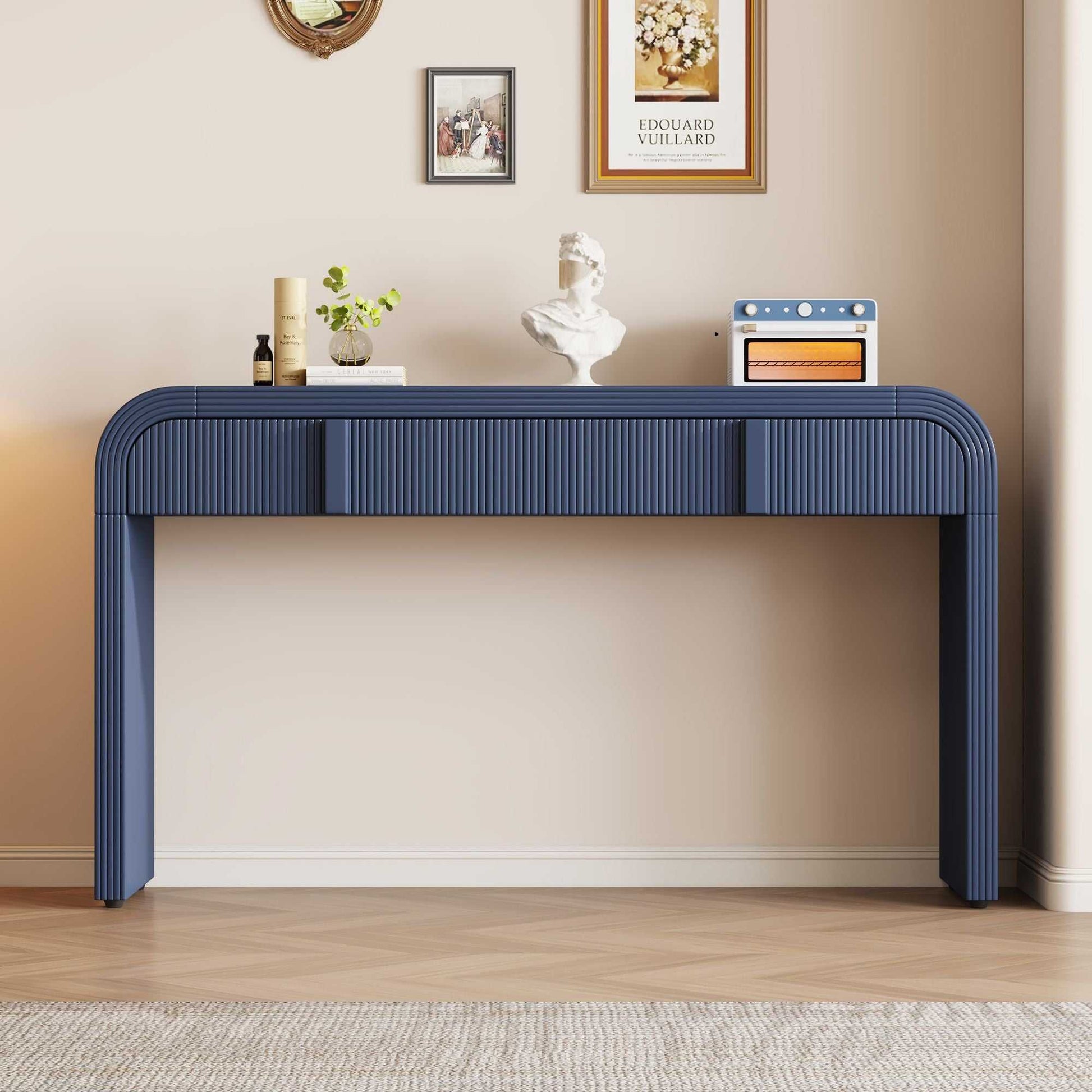 Unique Modern Rounded Silhouette and Smooth Surface Console Table with 2 Drawers for Living Room and Entryway - luxuryhomedecoridea.com