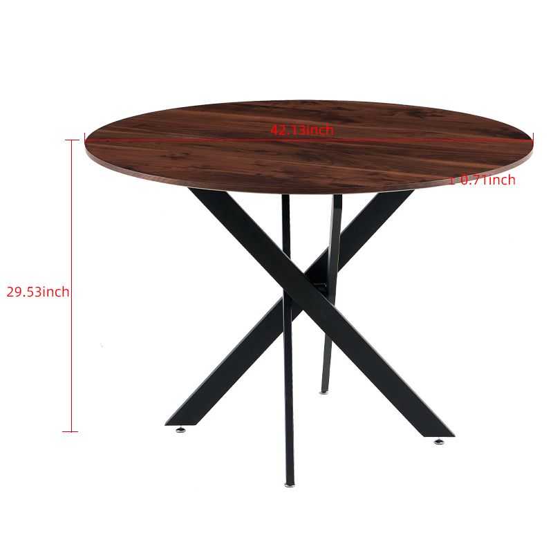 42.1" Table Mid-century Dining Table for 4-6 people With Round Mdf Table Top, Pedestal Dining Table, End Table Leisure Coffee Table,cross leg - luxuryhomedecoridea.com