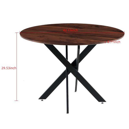42.1" Table Mid-century Dining Table for 4-6 people With Round Mdf Table Top, Pedestal Dining Table, End Table Leisure Coffee Table,cross leg - luxuryhomedecoridea.com