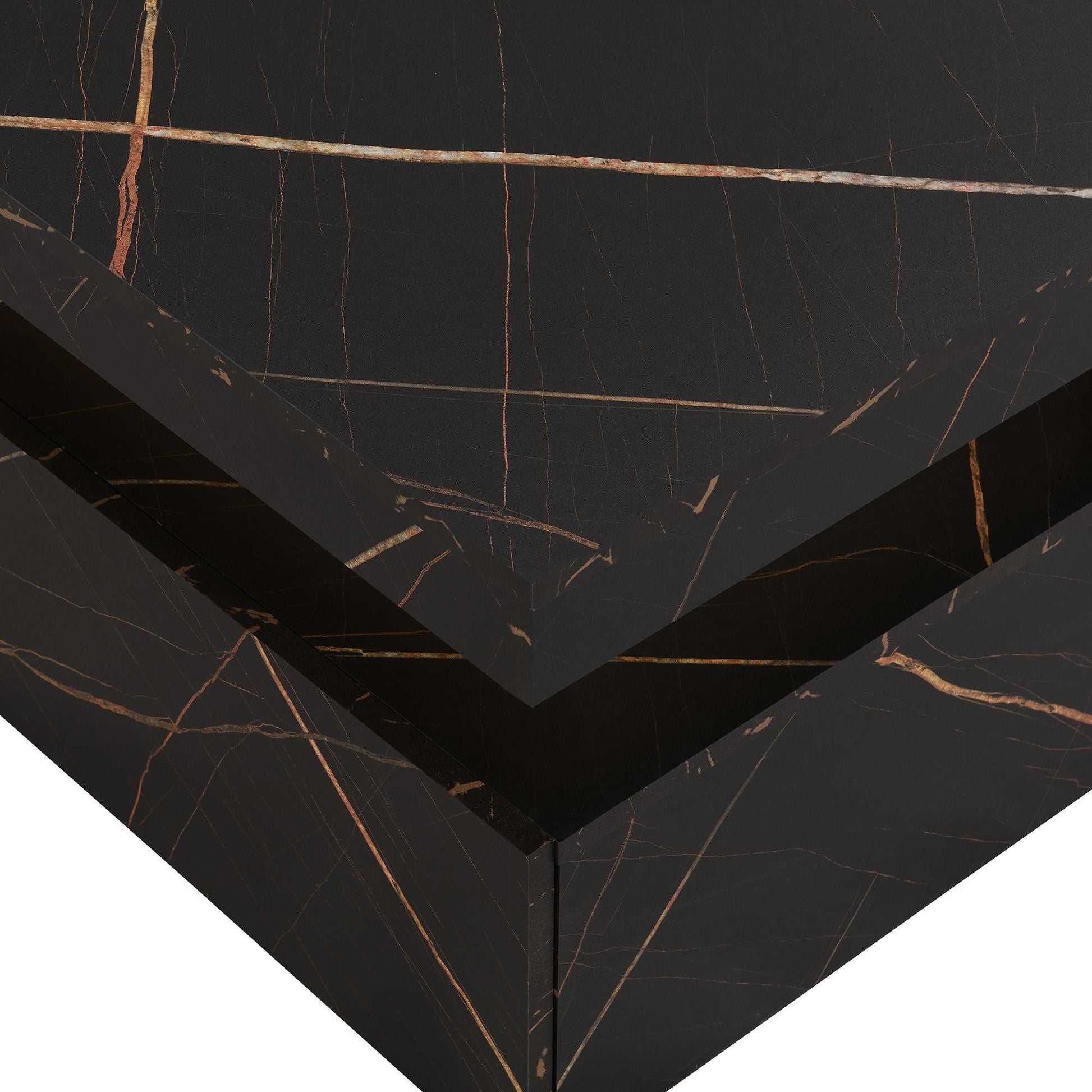 Modern Black Square Storage Coffee Table With 4 Drawers - luxuryhomedecoridea.com