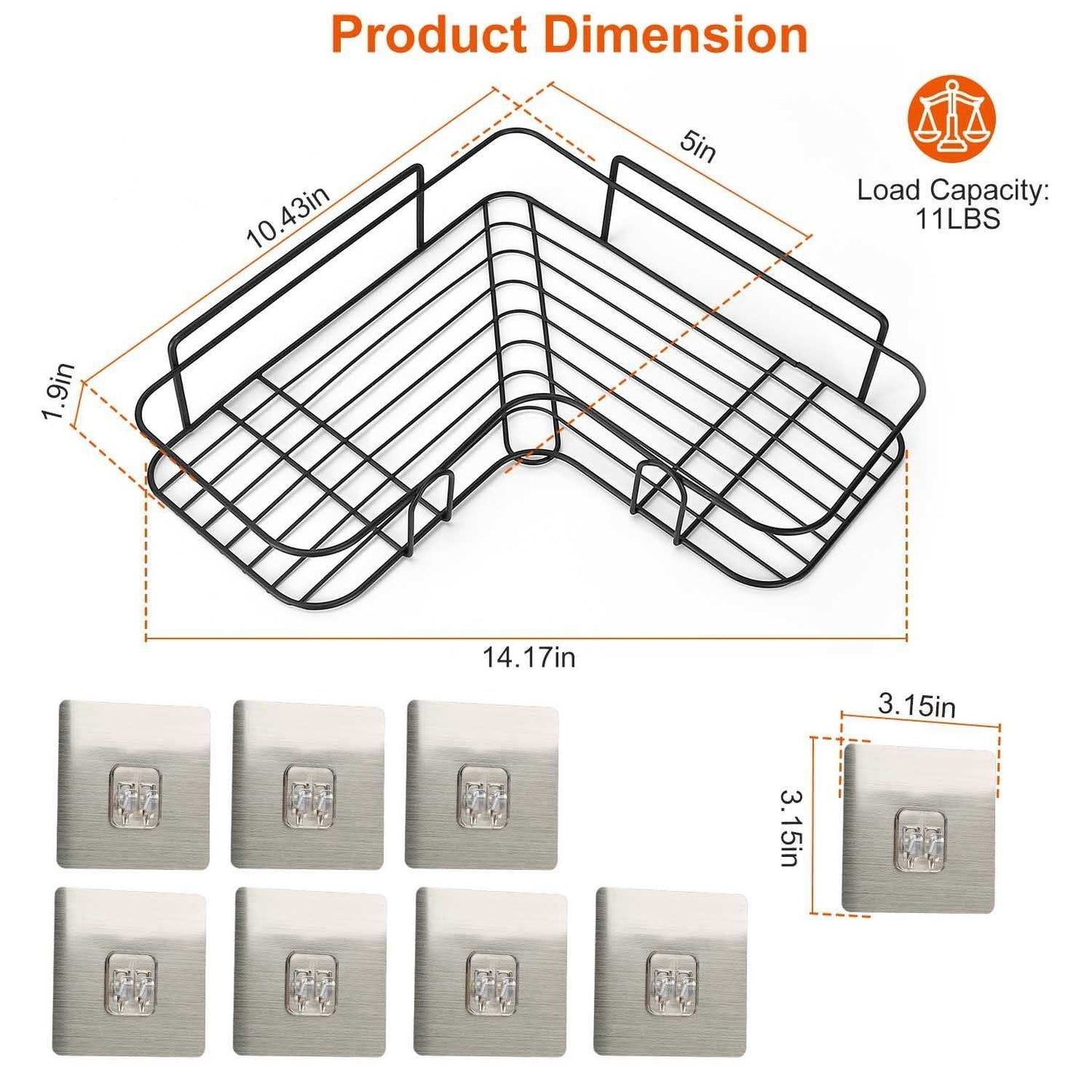 2Pcs Corner Shower Caddy Shelves Wall Mounted Basket Rack Bathroom Shampoo Holder Storage Organizer - luxuryhomedecoridea.com
