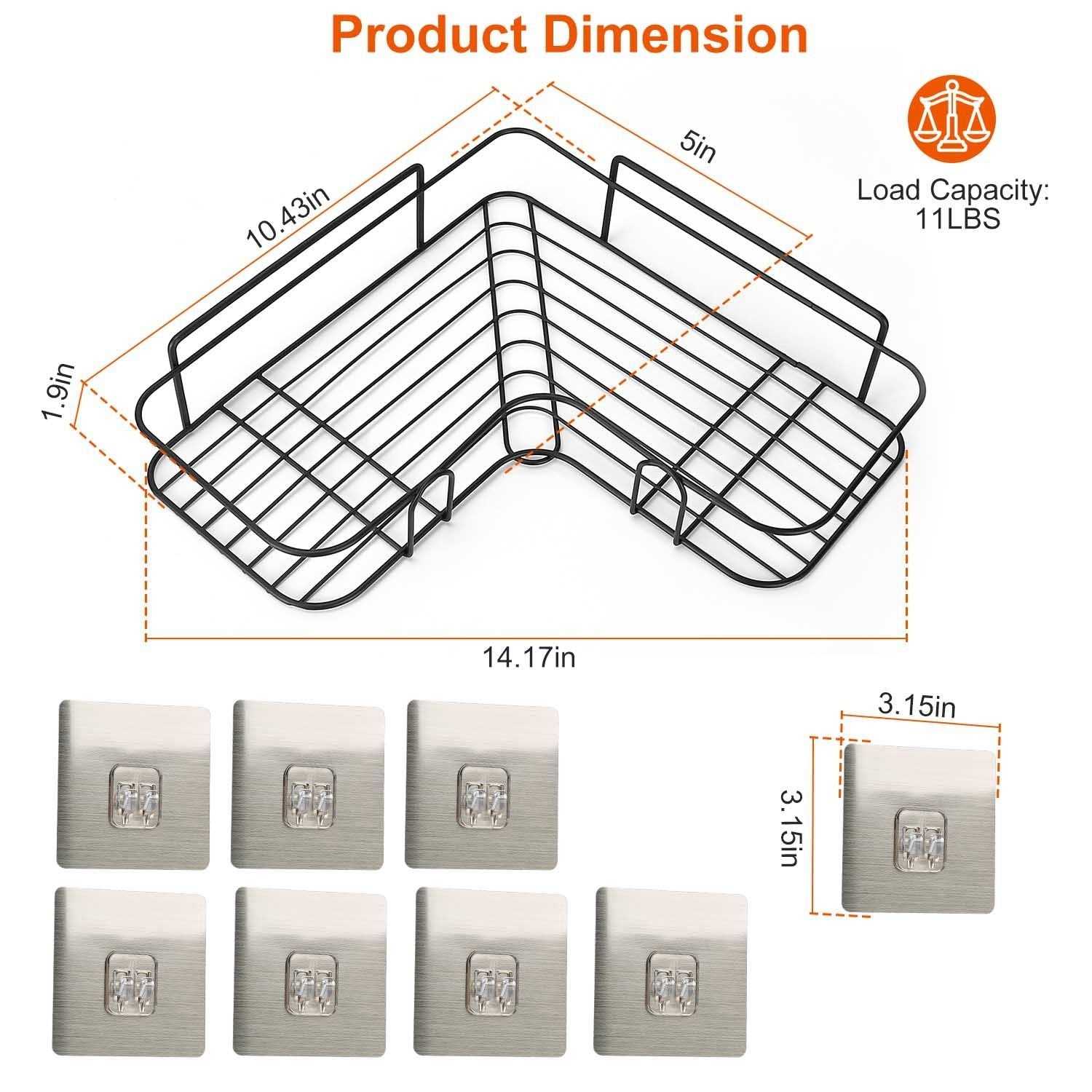 2Pcs Corner Shower Caddy Shelves Wall Mounted Basket Rack Bathroom Shampoo Holder Storage Organizer - luxuryhomedecoridea.com