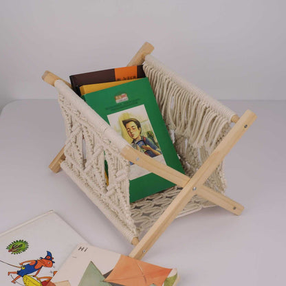 Xemussa 1pc Newspaper Baskets, Magazine Rack, Cotton Rope Woven Magazine Holder, Standing Boho Basket, Book Basket for Newspapers, Magazines, Books, Living Room, Bathroom, Office - luxuryhomedecoridea.com