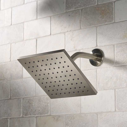 1-Setting 8 in. Square Rain Showerhead in Brushed Nickel - luxuryhomedecoridea.com