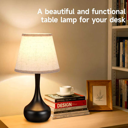 3-Way Dimmable Set of 2 Small Bedside Lamps for Night Stands, Black Desk Lamps for Kids Room,Office,Living Room, End Table(LED Bulbs Included) - luxuryhomedecoridea.com