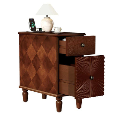 2 Drawer Modern Sofa Side Table, Narrow Side Table, Slim Nightstand for Living Room, Bedroom(Expect Arrival Date 2025/4/16) - luxuryhomedecoridea.com