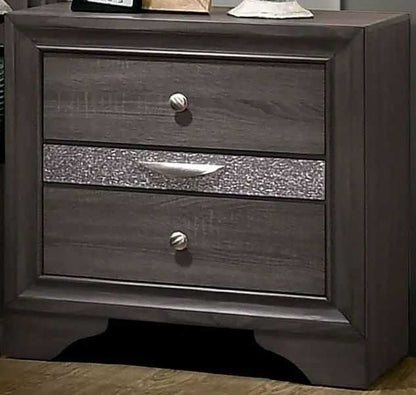 Contemporary 1pc Nightstand Gray Finish Silver Accents Hidden Jewelry Drawer Nickel Round Knob Bedside Table Bedroom Furniture - luxuryhomedecoridea.com
