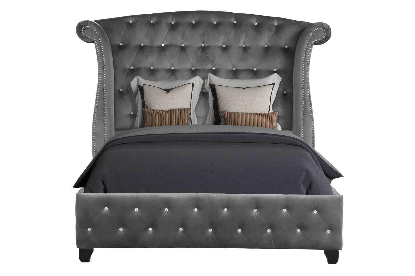 Sophia Queen Bed 4 Piece Gray - luxuryhomedecoridea.com