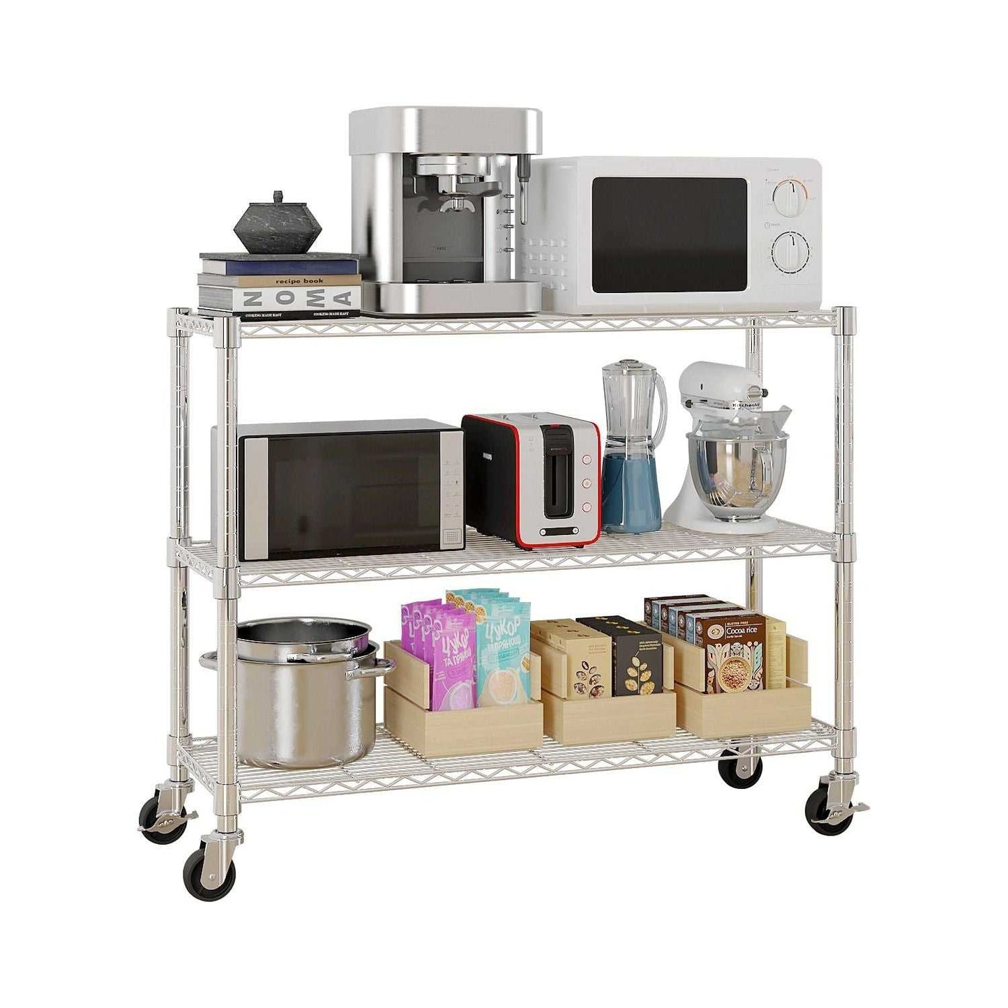 6 Tier Removable and Freely Adjustable NSF Certified Wire Shelving Unit with Wheels Heavy Duty Metal Storage Rack for Kitchen Garage Pantry Commercial Use 48x18x72 Inches Silver - luxuryhomedecoridea.com