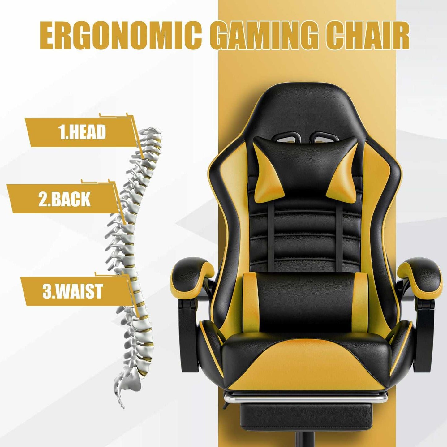 Ergonomic Gaming Chair for Adults, Comfortable Computer Chair for Heavy People, Adjustable Height Office Desk Chair with Wheels, Breathable Leather Video Game Chairs - luxuryhomedecoridea.com