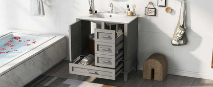 30" Bathroom Vanity , Modern Bathroom Cabinet with Sink Combo Set, Bathroom Storage Cabinet with a Soft Closing Door and 3 Drawers, Solid Wood Frame - luxuryhomedecoridea.com