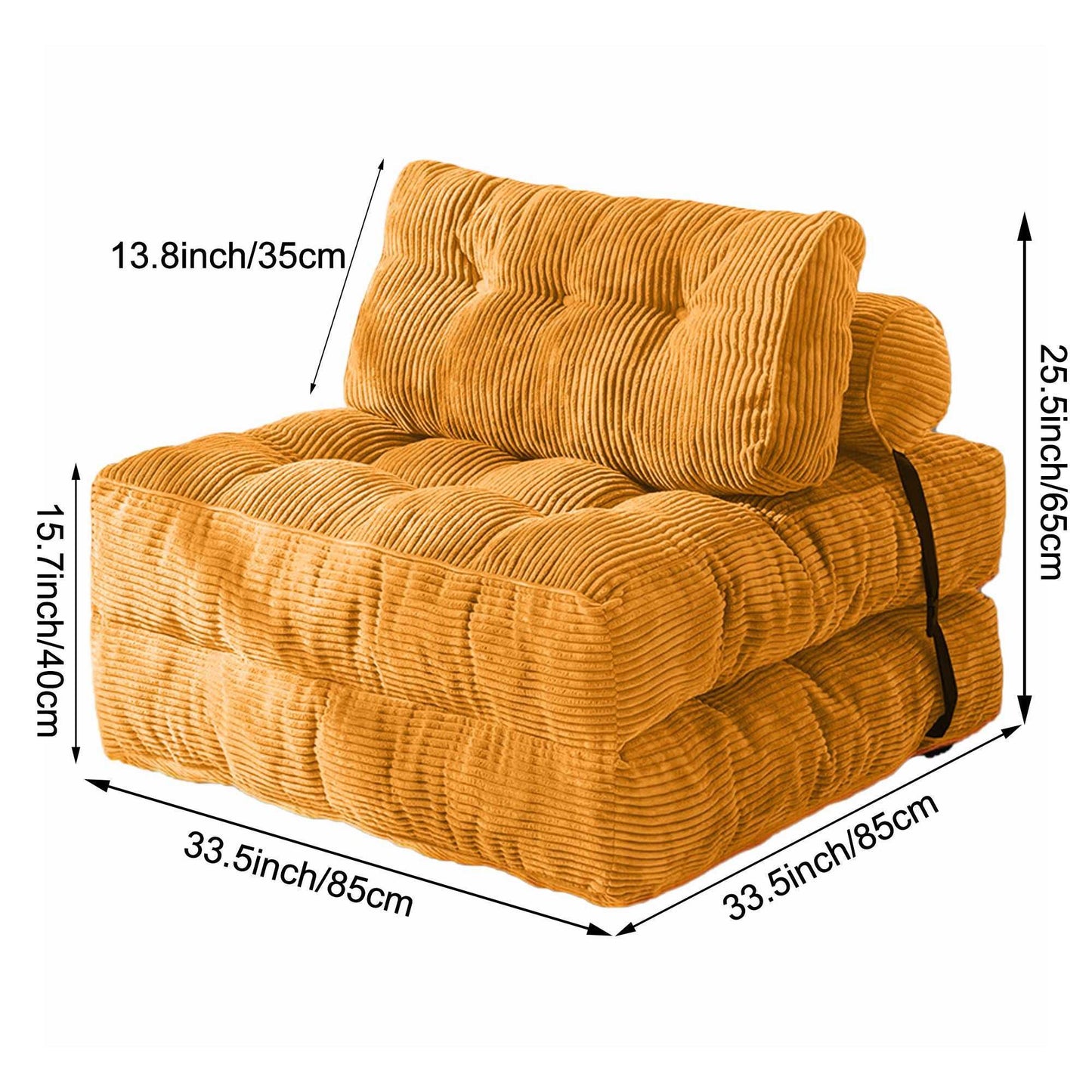 Modern Memory Foam Compressed Sofa Chair,Folding Sofa Bed, Convertible Sleeping Chair With Backrest Support And Soft Corduroy Fabric,Fold Couch Bed With Pillow For Small Spaces - luxuryhomedecoridea.com