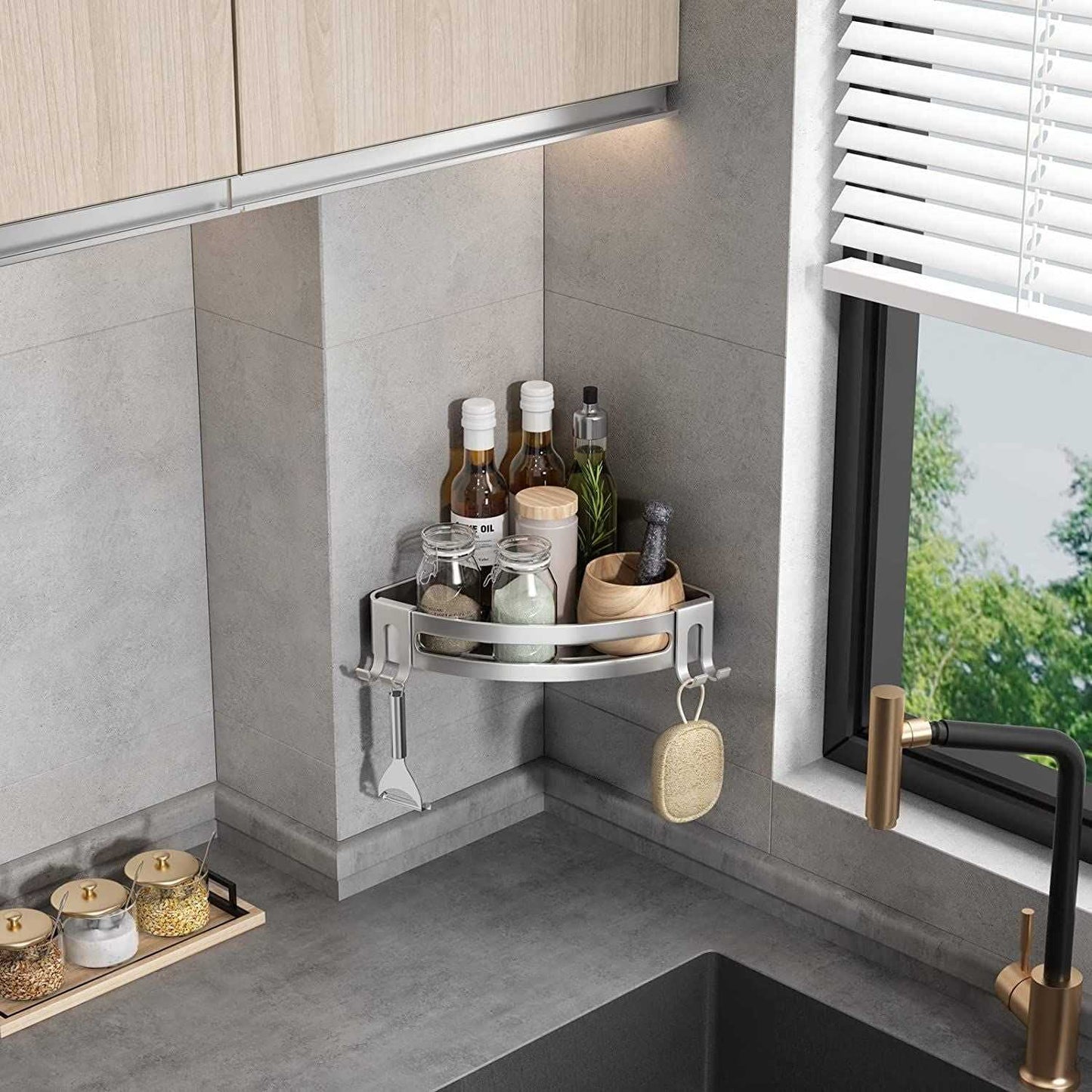 Shower Corner Shelf Caddy 2 Pack shower Organizer Corner No Drill Shower Storage Rust Proof Bathroom Corner Wall Shelf shampoo holder Silver - luxuryhomedecoridea.com