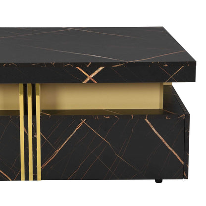 Modern Black Square Storage Coffee Table With 4 Drawers - luxuryhomedecoridea.com