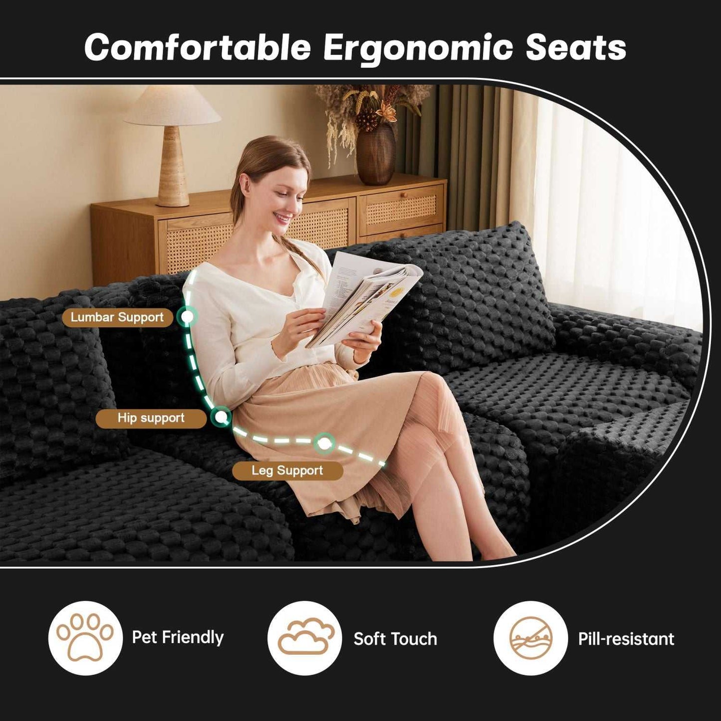 82" Modern Modular Sectional Sofa - Flannelette 2-Seater Couch with Deep Seat - luxuryhomedecoridea.com