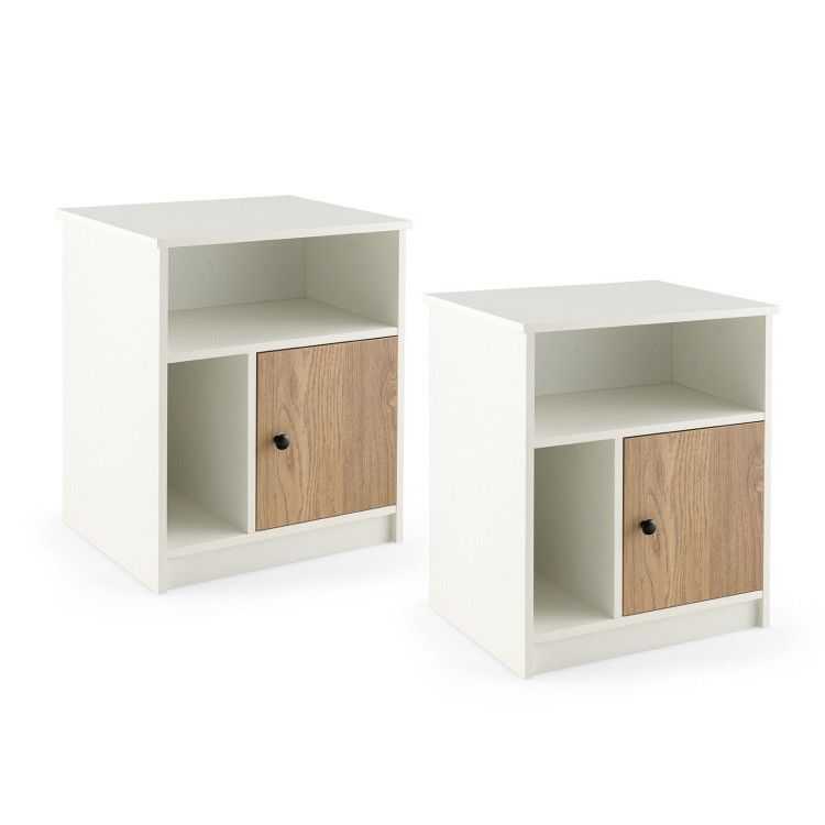 2 Pieces 25 Inch Tall Nightstands with Door and 2 Open Shelves - luxuryhomedecoridea.com
