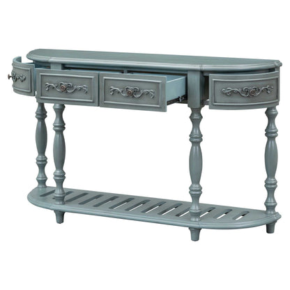 52''Modern and Contemporary Curved Console Table Sofa Table Entryway Table for Hallway Living Room with 4 Drawers and 1 Shelf - luxuryhomedecoridea.com