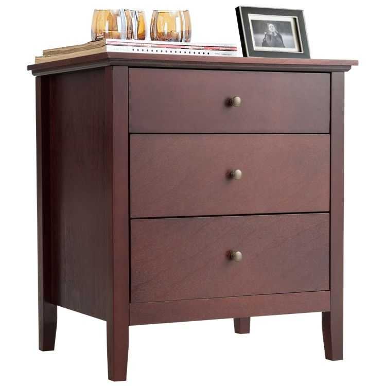 Nightstand Beside End Side Table Organizer with 3 Drawers - luxuryhomedecoridea.com