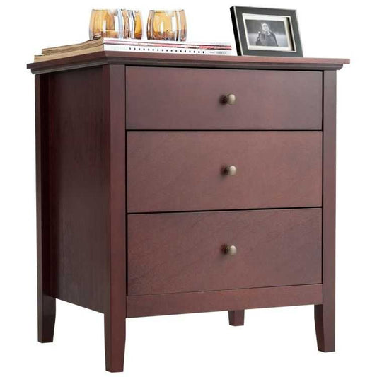 Nightstand Beside End Side Table Organizer with 3 Drawers - luxuryhomedecoridea.com