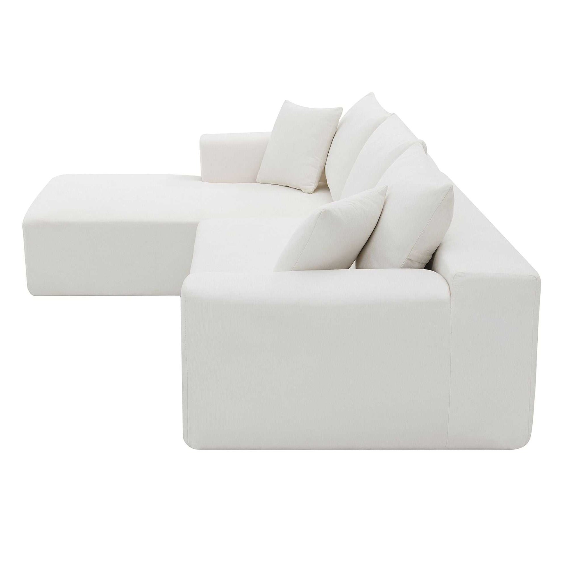 109*68" Modular Sectional Living Room Sofa Set, Modern Minimalist Style Couch, Upholstered Sleeper Sofa for Living Room, Bedroom, Salon, 2 PC Free Combination, L-Shape, Cream - luxuryhomedecoridea.com