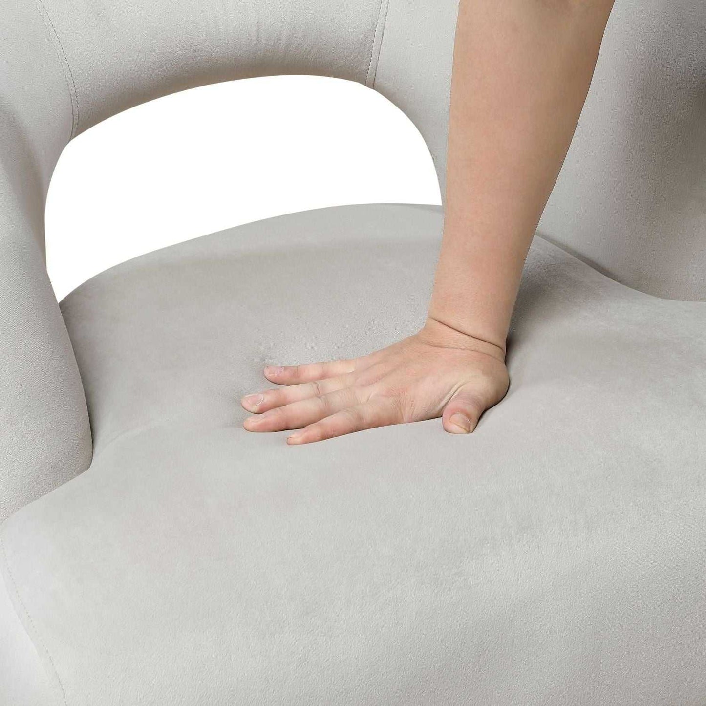 Luxury Home Unique Style Accent Chair Gray Velvet Plush Seat Solid Wood Legs Contemporary Living Room Furniture 1pc - luxuryhomedecoridea.com