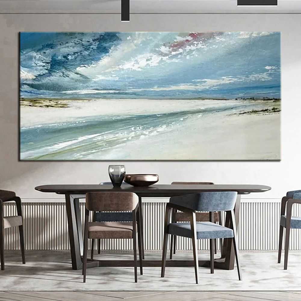 Hand Painted Oil Paintings Abstract Seascape Painting Beach Ocean Living Room Hallway Luxurious Decorative Painting - luxuryhomedecoridea.com