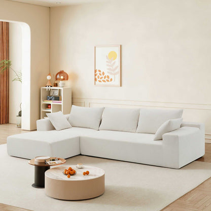 109*68" Modular Sectional Living Room Sofa Set, Modern Minimalist Style Couch, Upholstered Sleeper Sofa for Living Room, Bedroom, Salon, 2 PC Free Combination, L-Shape, Cream - luxuryhomedecoridea.com